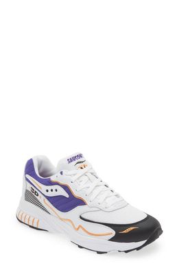 Saucony 3D Grid Hurricane Sneaker in White/Purple