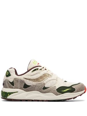 Saucony x Bodega Grid Shadow 2 "Jaunt Woven - Hemp/Acid Lime/Red Alert/Gum" sneakers - Neutrals