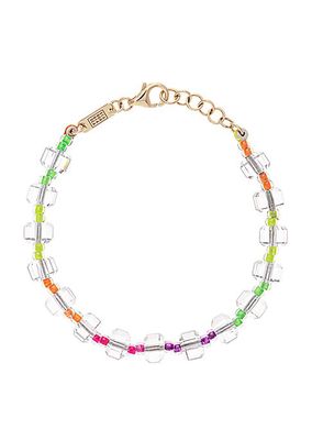 Save The Colors 9K Gold & Rock Crystal Fluo Beaded Bracelet