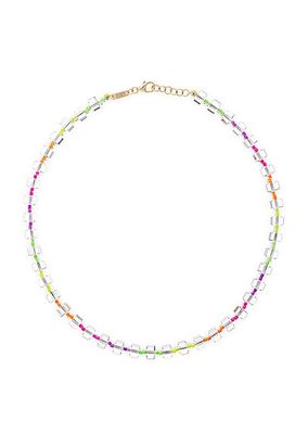 Save The Colors 9K Gold & Rock Crystal Fluo Beaded Necklace