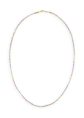 Save The Colors 9K Gold & Rock Crystal Fluo Long Beaded Necklace