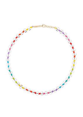 Save The Colors 9K Gold & Rock Crystal Full Spectrum Beaded Necklace