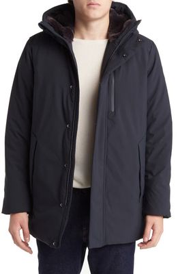 Save The Duck Antoine Faux Fur Lined Water Resistant Hooded Jacket in Black