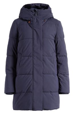 Save The Duck Bethany Water Repellent Hooded Quilted Parka in Navy Blue