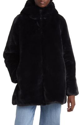 Save The Duck Bridget Reversible Faux Fur Hooded Jacket in Black