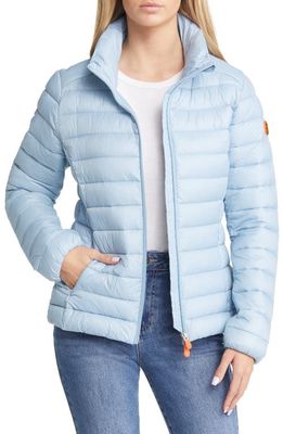 Save The Duck Carly Water Repellent Recycled Nylon Puffer Jacket in Powder Blue