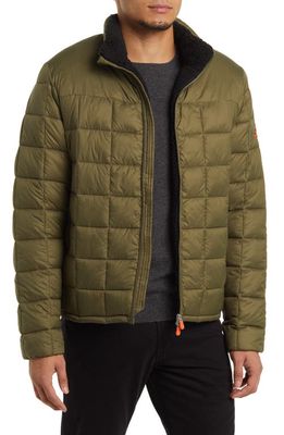 Save The Duck Colby Faux Fur Lined Quilted Zip-Up Jacket in Dusty Olive