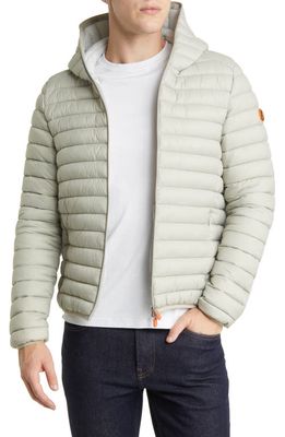 Save The Duck Donald Quilted Hooded Water Resistant Insulated Puffer Jacket in Frost Grey