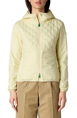 Save The Duck Feba Water Repellent Quilted Hooded Jacket in Pastel Yellow