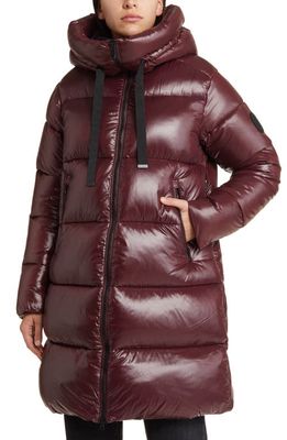 Save The Duck Isabel Insulated Puffer Coat in Burgundy Black