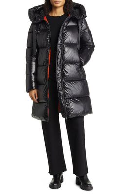 Save The Duck Isabel Quilted Water Resistant Longline Puffer Coat in Black