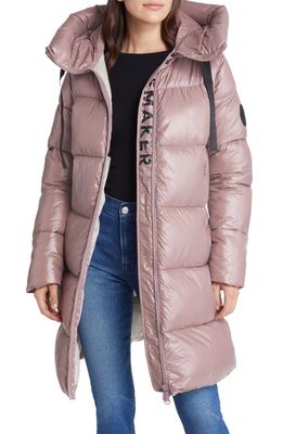Save The Duck Isabel Quilted Water Resistant Longline Puffer Coat in Withered Rose