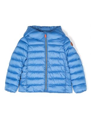Save The Duck Kids Animal Free padded hooded jacket - Blue