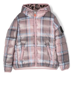 Save The Duck Kids checked padded jacket - Pink