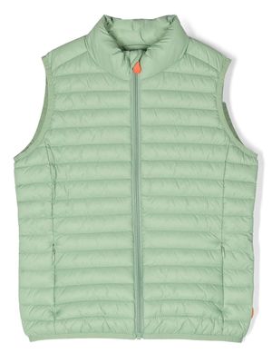 Save The Duck Kids contrast-badge padded gilet - Green