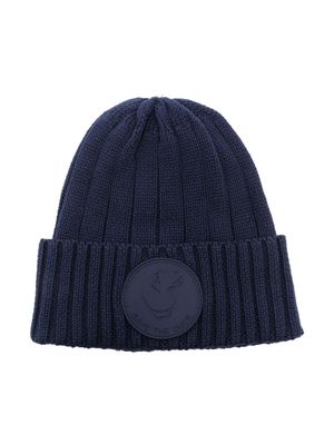 Save The Duck Kids Doyle ribbed cotton beanie - Blue