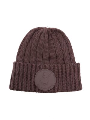 Save The Duck Kids Doyle ribbed cotton beanie - Brown