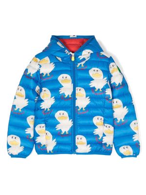 Save The Duck Kids duck-print padded jacket - Blue