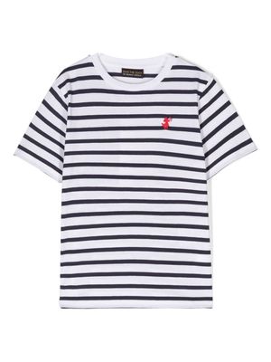 Save The Duck Kids Fox logo-embroidered striped T-shirt - Blue