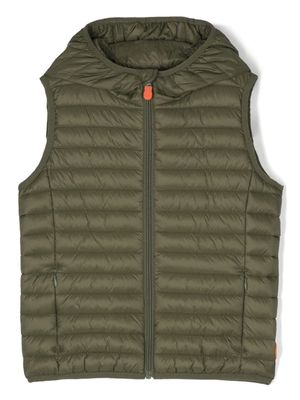 Save The Duck Kids Giga hooded padded gilet - Green