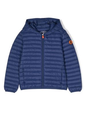 Save The Duck Kids Huey logo-patch quilted jacket - Blue