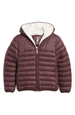 Save The Duck Kids' Leci Puffer Jacket in Burgundy Black