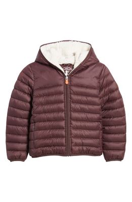 Save The Duck Kids' Leci Water Repellent Puffer Jacket in Burgundy Black