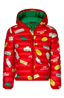 Save The Duck Kids' Lobster Puffer Jacket in Cars And Signs Red Ground