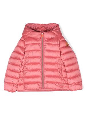 Save The Duck Kids logo-appliqué padded jacket - Pink