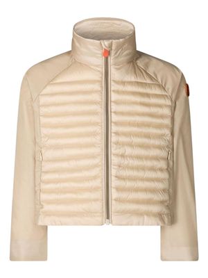 Save The Duck Kids logo-appliqué quilted jacket - Neutrals