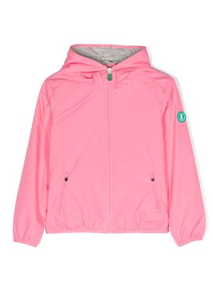 Save The Duck Kids logo-detail hooded jacket - Pink