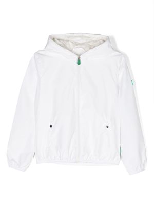 Save The Duck Kids logo-patch hooded jacket - White