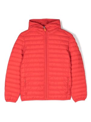 Save The Duck Kids logo-patch padded jacket - Red