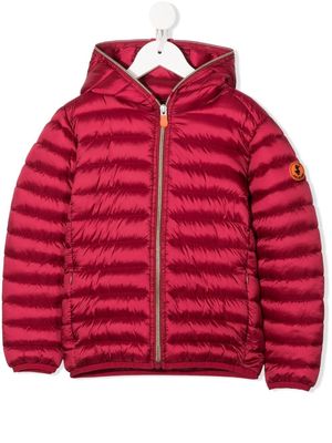 Save The Duck Kids logo-patch quilted jacket - Red