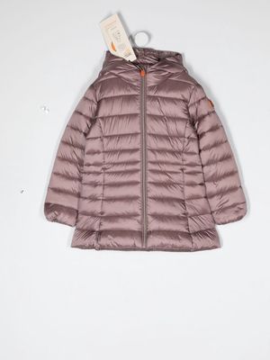 Save The Duck Kids logo-patch zip-up padded jacket - Purple