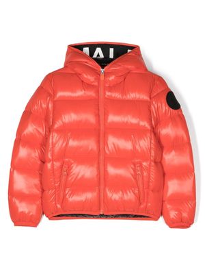 Save The Duck Kids logo-patch zip-up padded jacket - Red