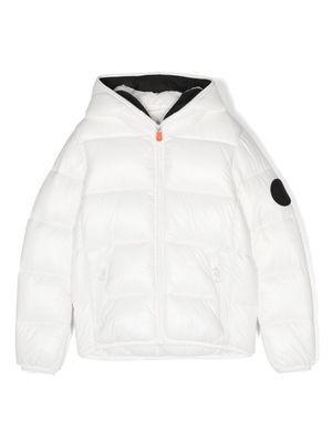 Save The Duck Kids logo-patch zip-up padded jacket - White
