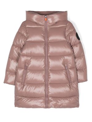 Save The Duck Kids logo-print padded-design coat - Pink