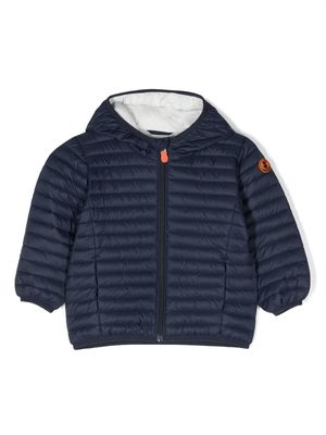 Save The Duck Kids padded logo-detail hooded jacket - Blue