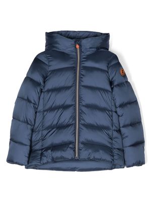 Save The Duck Kids padded logo-patch hooded jacket - Blue