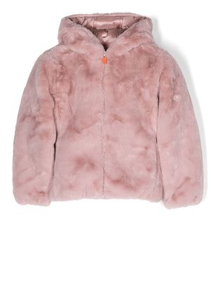 Save The Duck Kids reversible faux-fur puffer jacket - Pink