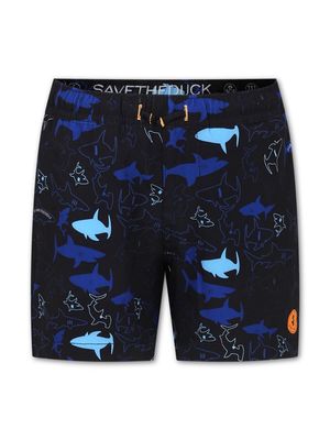 Save The Duck Kids shark-print swim shorts - Black