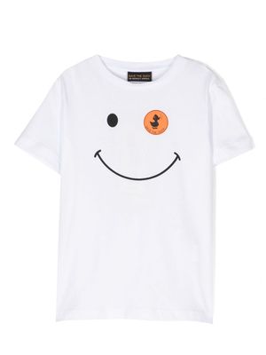 Save The Duck Kids smiley face logo-print T-shirt - White