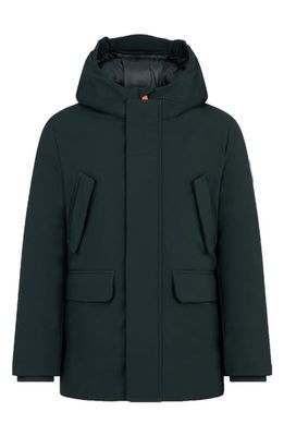 Save The Duck Kids' Theo Hooded Parka in Green Black
