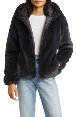 Save The Duck Laila Faux Fur Reversible Water Resistant Puffer Jacket in Brown Black