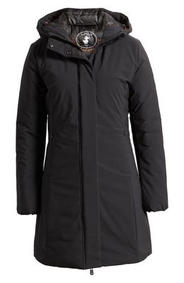 Save The Duck Leyla Hooded Water Repellent Insulated Recycled Polyester Coat in Black