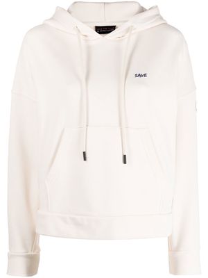 Save The Duck logo-embroidered drawstring hoodie - Neutrals