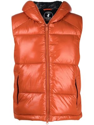 Save The Duck logo-patch hooded gilet - Orange
