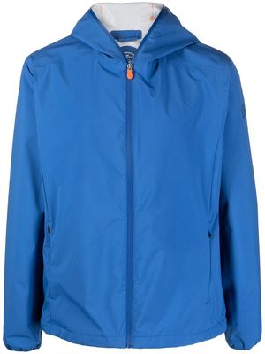 Save The Duck logo-patch hooded jacket - Blue