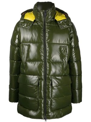 Save The Duck logo-patch hooded padded jacket - Green